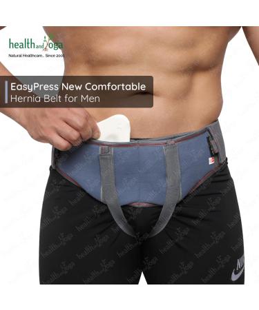 HealthAndYoga EasyPress Hernia Belt for Men - Comfortable Inguinal Support Truss & Adjustable Abdominal Binder (Medium) - International Shipping Available - Buy Online on GoSupps.com