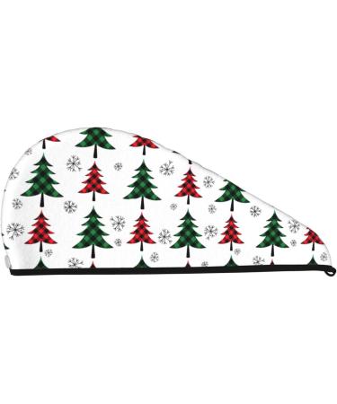 Buffalo Plaid Christmas Trees Microfiber Hair Towel | Super Absorbent Quick Dry Wrap for Long Curly & Thick Hair - Buy Online on GoSupps.com