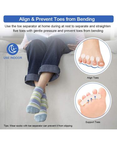 Haofy Toe Spreader Silicone Gel Separator Set | Hallux Valgus & Hammer Toe Correction for Men & Women | Includes 2 Pairs of Midfoot Pads & Toe Separator Kit - Buy Online on GoSupps.com