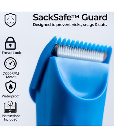 Archibald Intim Trimmer - Wet/Dry Private Groomer & Sacksafe Guard Shaver for Body & Groin - Blue V3 - Buy Online on GoSupps.com