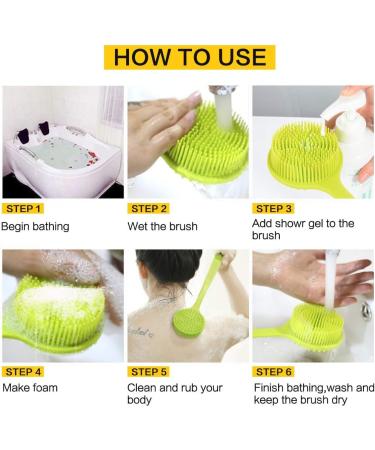 Buy Ityes Silicone Body Brush - Soft Bristles Shower & Back Scrubber with Long Handle | Gentle Massage & Bathing Brush in Green - Buy Online on GoSupps.com