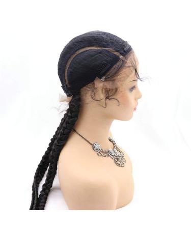 Buy Rainahair 1B Wig with Black Braids - 76.2 cm Heat-Resistant Synthetic Wig for Women | Baby Hair & Pointed Strands - Buy Online on GoSupps.com