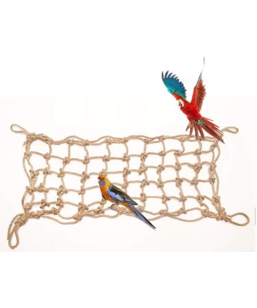 Morezi Parrot Bird Climbing Net Cotton Rope Cage Wood Hemp Rope Ladder Toy Play Gym Hanging Swing Net Parrot Perch Hammock Toy Decor for All Kinds of Parrot