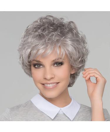 Short Gray Curly Wigs for White Women Sliver Grey Pixie Cut Wig with Bangs Wavy Layered Synthetic Hair Wig Natural Looking