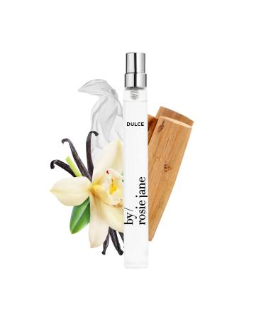 By Rosie Jane Eau De Parfum Travel Spray (Dulce) - Clean Perfume for Women - Essential Oil Mist with Notes of Vanilla Hinoki Wood & Nude Musk - Women's Fragrances (10ml) Dulce (Vanilla) 0.34 Fl Oz (Pack of 1)