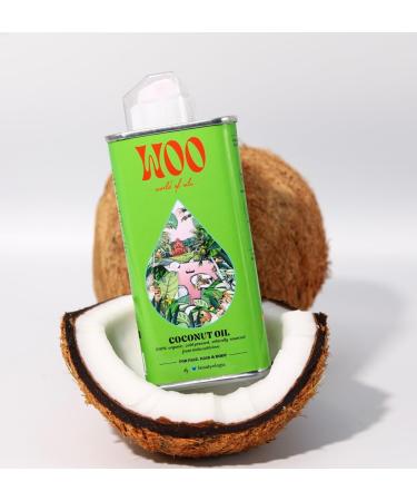 WOO World of Oils Certified Organic Coconut Oil 100% Pure Cold-Pressed Fair Trade | Face Body Hair & Cuticles | Deeply Moisturizing Soothes Dry Skin | 3.4 oz - Buy Online on GoSupps.com