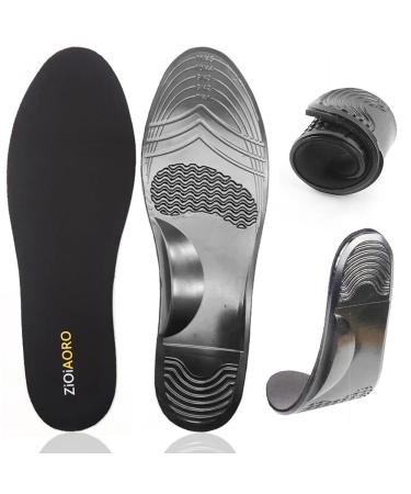 Full Length Insole Men Arch Support Relieve Foot Pain Standing All Day Massage Insoles Anti Slip Shock Absorption Fits Work Boots Sneaker Soft Black Gel Comfort Sports Shoe Inserts Men s: US 7-12 / EU 41-46