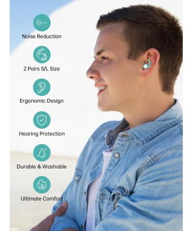 Buy Noise Cancelling Ear Plugs for Sleeping - 2 Pairs Soft Silicone Hearing Protection for Snoring & Construction | WH-Green - Buy Online on GoSupps.com
