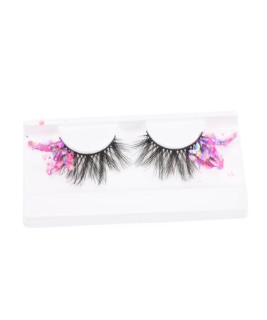 Housoutil 1 Pair Fake Eyelashes Sequin Eyelashes False Eyelashes Women Glitter Eyelashes Colored Lash Extensions Costume Eyelashes Rainbow Eyelashes Glitter Binder Fiber 3d Fluorescence