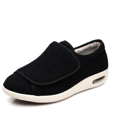 ALASON Women's Wide Width Shoes with Adjustable Walking Shoes Closure Lightweight for Diabetic Edema Plantar Fasciitis Bunions Arthritis Swollen Feet Black 49
