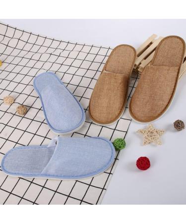 Buy Tianmao 5 Pair Spa Slippers | Linen Disposable Guest Slippers - Comfort for Hotels Spas & Travel - 3 Brown 3 Blue - Buy Online on GoSupps.com