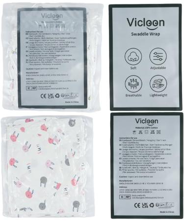Vicloon Baby Swaddle Wraps 2pcs | 0-3 Months | 100% Breathable Organic Cotton | Newborn Swaddle Blanket | Boy & Girl (Pink-Red) - Buy Online on GoSupps.com