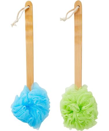 4 Pack Long Handled Loofah Shower Exfoliating Body Brush Back Scrubber (16 in) - 4 Colors - Buy Online on GoSupps.com
