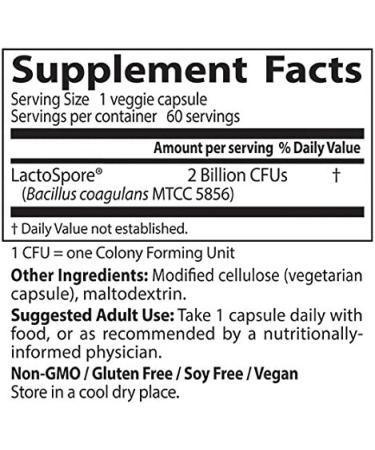 Doctor's Best Digestive Health Probiotic - LactoSpore 2 Billion CFU - 60 Veggie Caps - Buy Online on GoSupps.com