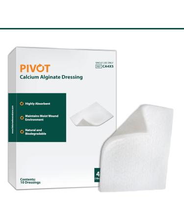 Pivot Calcium Alginate Wound Dressing - All-Natural First Aid | 4x5 Dressings (Box of 10) - Fast Worldwide Shipping - Buy Online on GoSupps.com