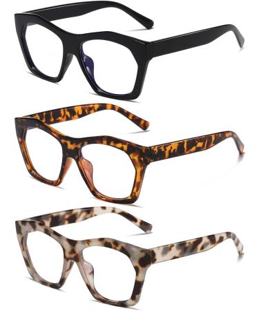 Viseng 3 Pack Oversized Frame Women s Blue Light Blocking Reading Glasses - Stylish Computer Readers in Black Leopard & Grey Leopard (3.0 Diopters - Buy Online on GoSupps.com