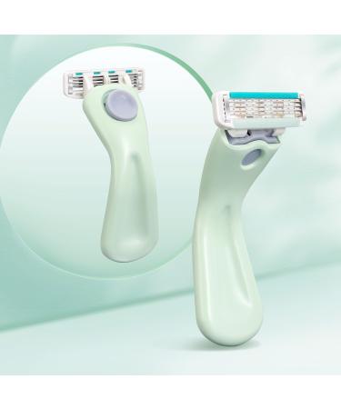 4-Blade Metal Razor Handle with 4 Cartridges - Hassle-Free Shaving for Men & Women - Easy One-Touch Replacement (Green - Buy Online on GoSupps.com