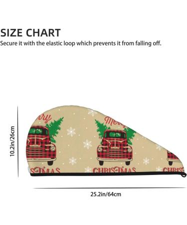 Hair Towel Wrap - Quick Drying Hair Turban with Button | Christmas Vintage Red Truck Design - Buy Online on GoSupps.com