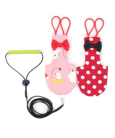 Alfie Pet - Fay 2-Piece Set Bird Diaper with Leash Large (2 Count) Pink & Red