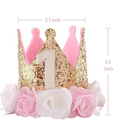 Festival Birthday Party Lace Letter Flower Crown Headband DIY Rose Gift Children Girls Hair Accessories (Pink and White Flower "1") - Buy Online on GoSupps.com