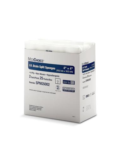 MediChoice IV Drain Split Sponge Non-Woven Sterile Hypoallergenic 4x4 Inch White 1314SPNG5002 (Case of 300)