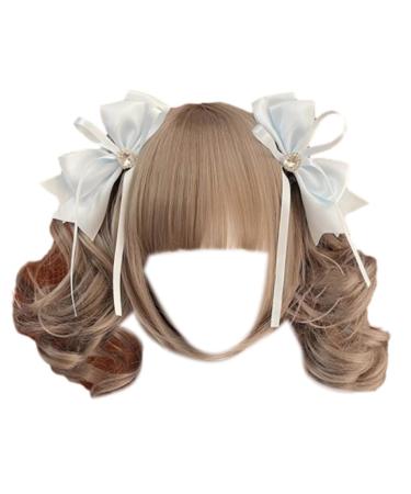 AJOIDR Cute 3D Hair Clip with Heart Ribbon Bowknot Women Hairpin Easy to Use Perfect for Daily Life Parties Weddings Blue-2pcs
