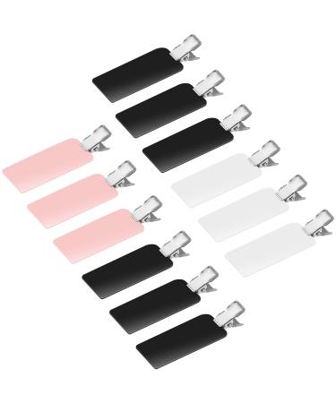 12 Pieces No Bend Curl Clips Hair Clips Pin for Hairstyle Bangs Waves Makeup Application (Black  White  Pink)
