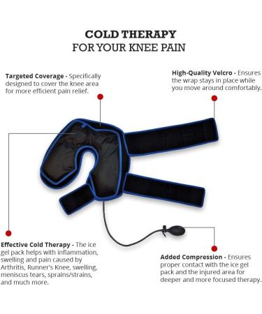 Cold Therapy Knee Ice Wrap with Compression and 2 Ice Gel Packs - Pain Relief for Meniscus and ACL Injuries - Buy Online on GoSupps.com