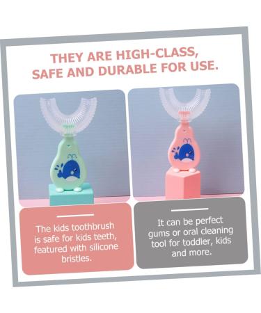 Hohopeti 4pcs Silicone Whale Toothbrush Set for Infant Oral Care | Nautical Teeth Shape Brushes for Baby Gums Training | Ages Whitening | Standing U-Shaped Design in Blue, Green, Pink - Buy Online on GoSupps.com