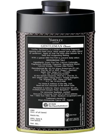 Yardley London Gentleman Classic Talcum Powder 2 x 100g - Luxurious Talc for Men - Buy Online on GoSupps.com