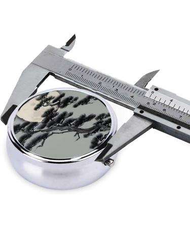 Pine Tree Under The Moon Round Pill Box | 3 Compartment Portable Travel Organizer for Purse & Pocket - International Shipping Available - Buy Online on GoSupps.com