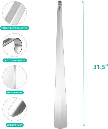 Long Handle Metal Shoe Horn - 31.5 for Seniors, Pregnant Women, and Back Pain Relief - Buy Online on GoSupps.com