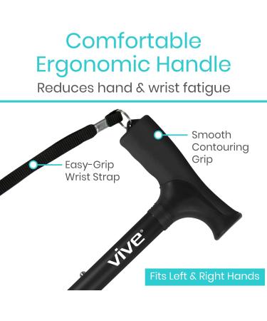 Folding Cane for Men and Women - Lightweight and Adjustable - Portable Hand Walking Stick - Balancing Mobility Aid - Sleek Black Design - Buy Online on GoSupps.com