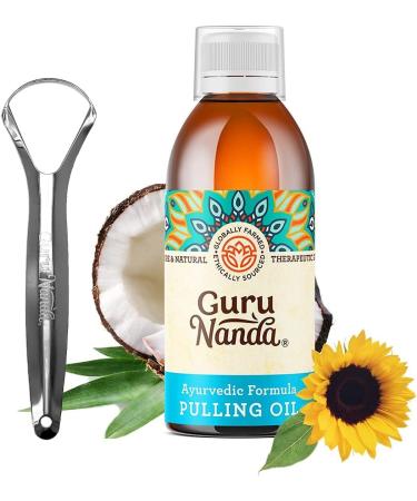 GuruNanda Original Oil Pulling Oil For Healthy Teeth and Gums - Alcohol and Fluoride Free Natural Mouthwash, Ayurvedic Oil Pulling With Peppermint Oil, Bad Breath Remedy, and Natural Teeth Whitening Single