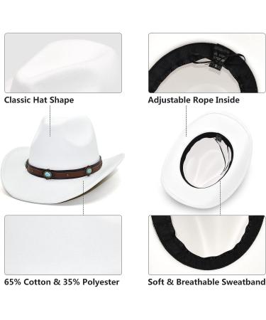 Lisianthus Women's Western Cowboy & Cowgirl Hat | Turquoise-White Wide Brim Style | Medium - Buy Online on GoSupps.com