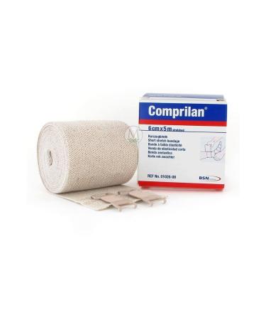 Comprilan Short Stretch Compression Bandage, 6cm x 5m Stretched, Latex Free Bandage