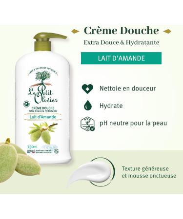 Le Petit Olivier Shower Cream Extra Soft Almond Milk 750 ml - Buy Online on GoSupps.com
