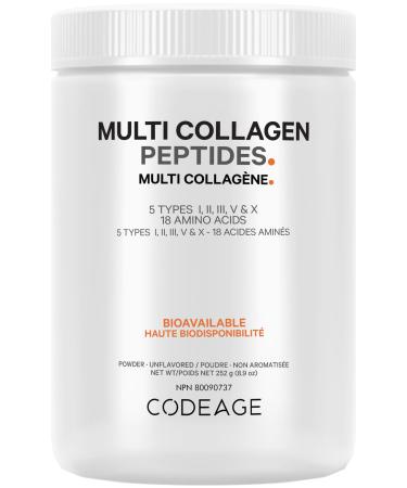Codeage Multi Collagen Protein Powder Hydrolyzed Type I II III V X Grass Fed All in One Super Bone Broth and Collagen 8.9 Ounces