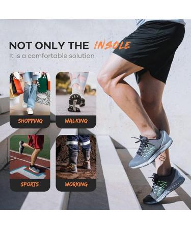FEELLIFE FELLIFEN Insoles for Plantar Fasciitis - Gel Shoe Inserts for Arch Support - Black & Orange - Sizes 37-42 (24.5-27.4cm) - Perfect for Running & Orthopedic Comfort - Buy Online on GoSupps.com