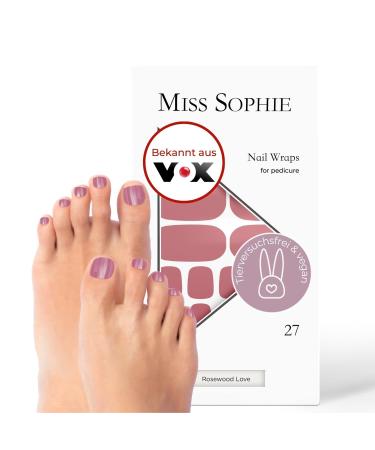 Original Miss Sophie Pedi Wraps I Rosewood Love Pedicure I 27 Ultra-D nne nail polish stripes in single-colored I for tooth I sticks to natural and painted acrylic gel & shellac nails