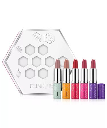 Clinique Kisses Dramatically Different Lipstick Shaping Lip Colour 5in1 Gift Set Bamboo Pink  Tenderheart  Angel Red  Raspberry Glace and A Different Grape