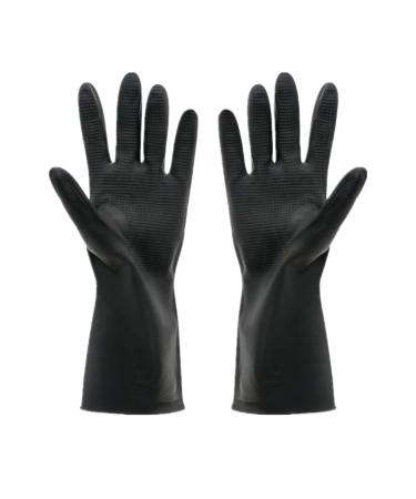 Household gloves long rubber gloves cleaning gloves washing gloves reusable kitchen gloves for garden car wash work (black l) L black