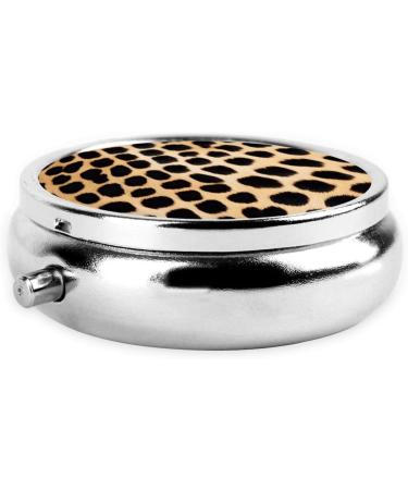 Rough Leopard Print Round Pill Box - 3 Compartment Travel Organizer for Meds & Vitamins | Mini Decorative Pocket Purse Case - Buy Online on GoSupps.com