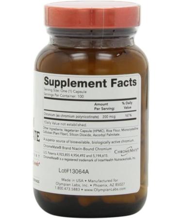 Chromium Polynicotinate 200 mcg - 100 Vegetarian Capsules by Olympian Labs - Buy Online on GoSupps.com