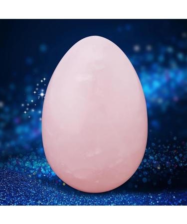 Rosenquarz Yoni Ei Massage Stone - Natural Crystal for Cone Exercises & Post-Birth Relaxation | Exquisite Craftsmanship with Pre-Drilled Hole - Buy Online on GoSupps.com