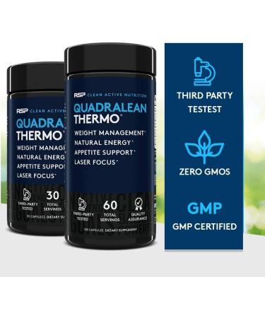 RSP Nutrition QuadraLean Thermogenic Fat Burner for Men & Women Weight Loss Supplement Crash-Free Energy Metabolism Booster & Appetite Suppressant Diet Pills 180 Capsules 60 Servings - Buy Online on GoSupps.com