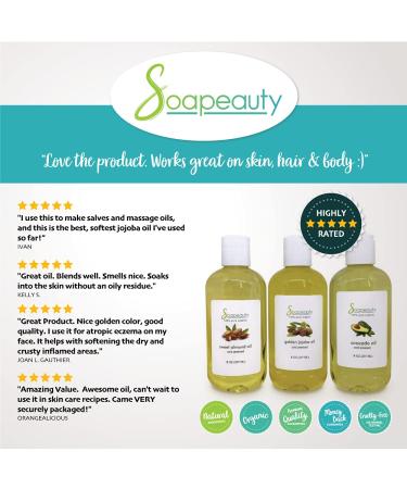 Organic Cold Pressed Unrefined Trio: Sweet Almond, Golden Jojoba, Avocado Oil | 3-Pack 8oz for Skin, Face, Hair, Soap Making | Carrier for Essential Oils - Buy Online on GoSupps.com