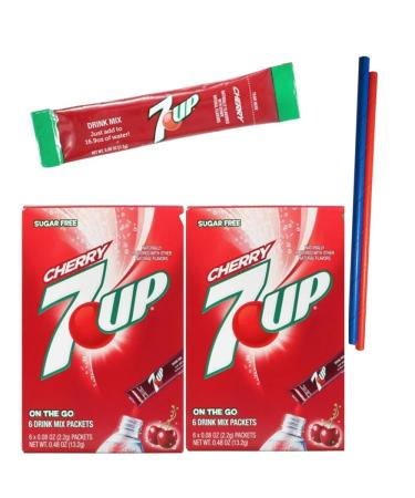 7-UP Singles To Go Powdered Drink Mix 2 Boxes with 6 Packets Each - 12 Total Servings Sugar-Free Drink Powder Just Add Water 6 count (Pack of 2) Keto Burst with Flavor Zero Guilt! Low Carb Zero Sugar Drink Mix - 2 Box of Cherry 7 Up 7UP - Comes with 2 Pap