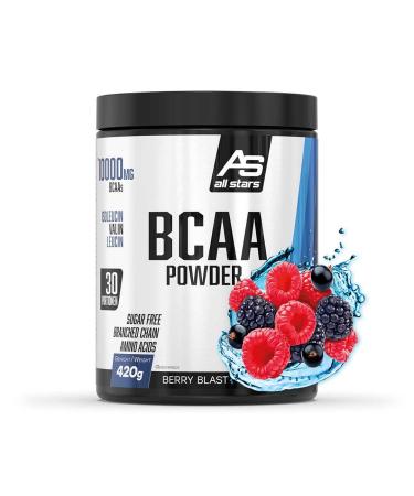 All stars BCAA POWDER 420G sugar-free & vegan i branched-chain amino acids i high-quality protein powder with L-Leucin + L-Valin + L-ISOLEUCIN I protein-shake with berry blast flavor berry blast 420g