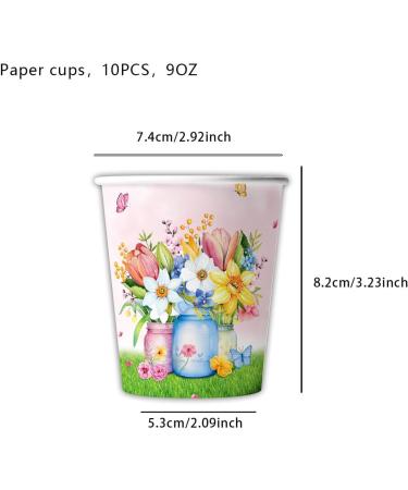 Spring Butterfly Flower Theme Party Paper Plates Paper Cups Paper Towels Disposable Knives Forks Spoons Tableware Tea Party Layout Scoop 10pcs - Buy Online on GoSupps.com